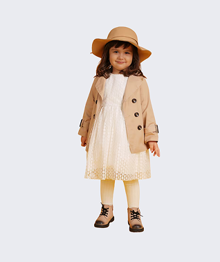 girls cream party dress with jacket & hat